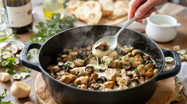 recette pintade en cocotte champignons crème fraîche