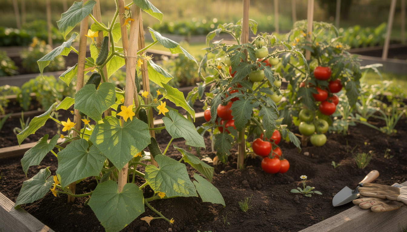 Conseils pour réussir la culture du concombre et de la tomate dans votre potager découvrez nos conseils experts pour réussir la culture du concombre et de la tomate dans votre potager, avec des astuces pratiques pour un jardin luxuriant et productif.